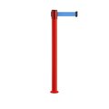 Montour Line Stanchion Belt Barrier Fixed Base Red Post 9ft.Light Blue Belt MSX630F-RD-LBL-90